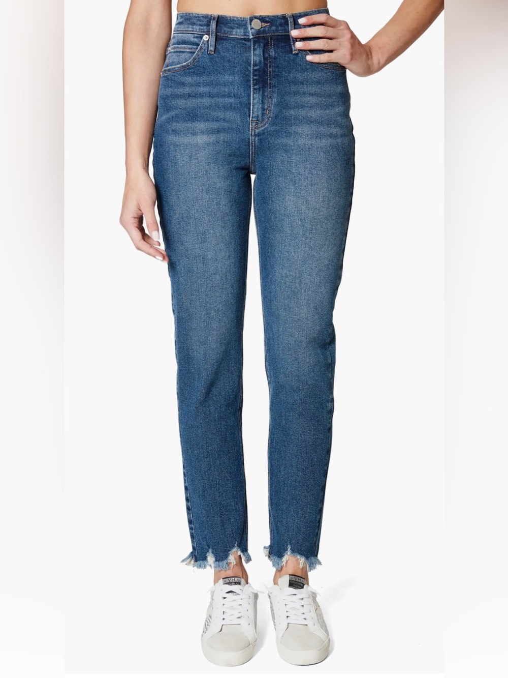 Nicole Miller Soho High Rise Ankle Slim Raw Hem Jeans Size 12